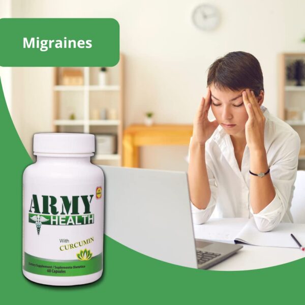 Version 1.0.0 ARMY HEALTH cúrcuma detalles etiqueta y cápsulas