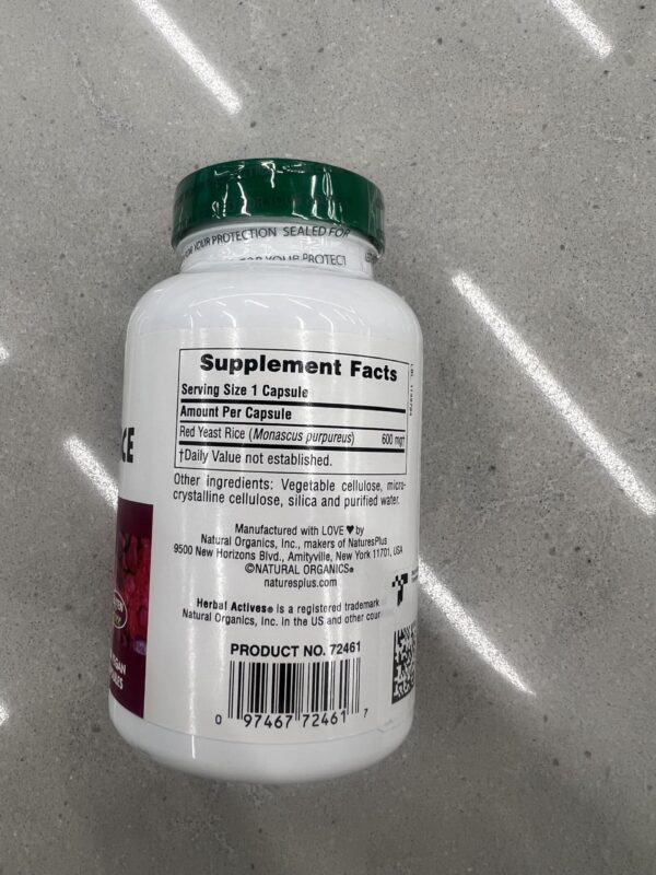 Arroz de levadura roja Natures Plus cápsulas veganas y vegetarianas