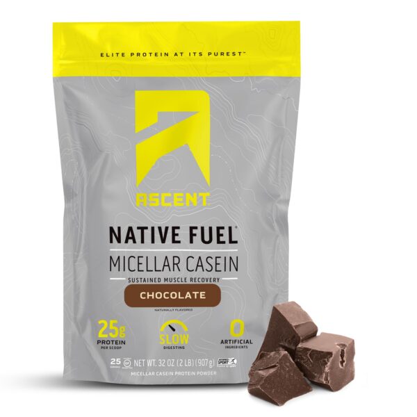 Frasco de proteina de caseina micelar chocolate Ascent