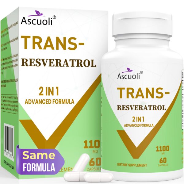 Frente del envase Ascuoli Trans-Resveratrol 1100 mg