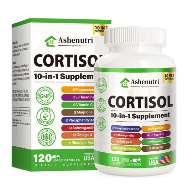 Ashenutri Cortisol 10-in-1 botella 120 cápsulas