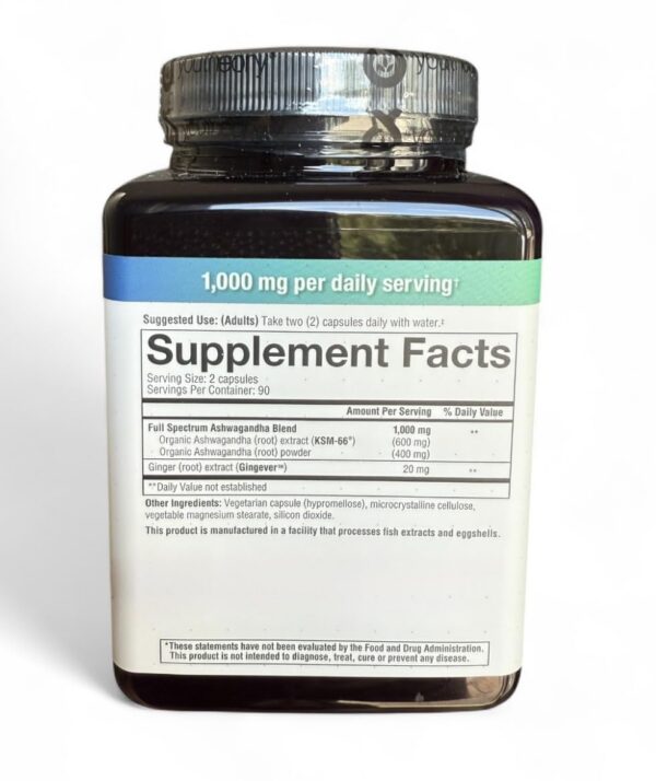 Etiqueta del envase Ashwagandha orgánica