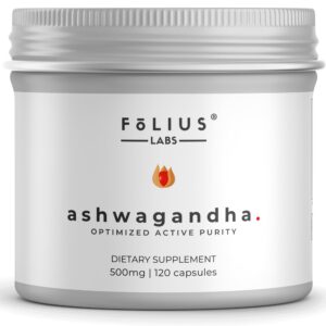 Frasco de Ashwagandha 7.5% FOLIUS LABS 120 cápsulas