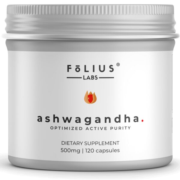Frasco de Ashwagandha 7.5% FOLIUS LABS 120 cápsulas