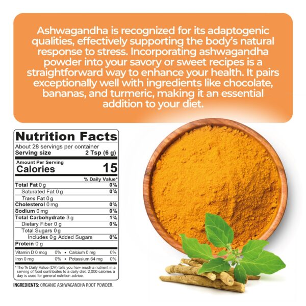 Etiqueta del producto Super Organics Ashwagandha