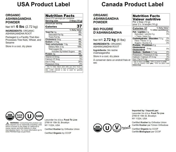 Version 1.0.0 Ashwagandha orgánico polvo raíz pura sin aditivos