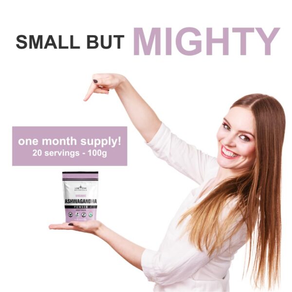 Version 1.0.0 Polvo beige de extracto de raíz de Ashwagandha orgánica