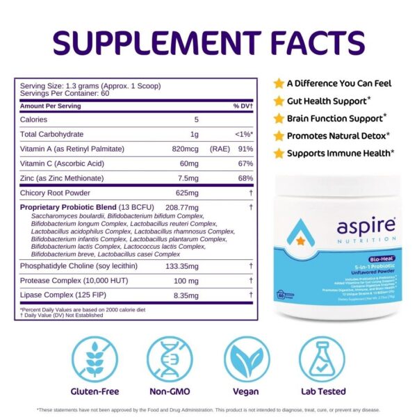 Aspire Nutrition suplemento en polvo para salud digestiva y cerebral