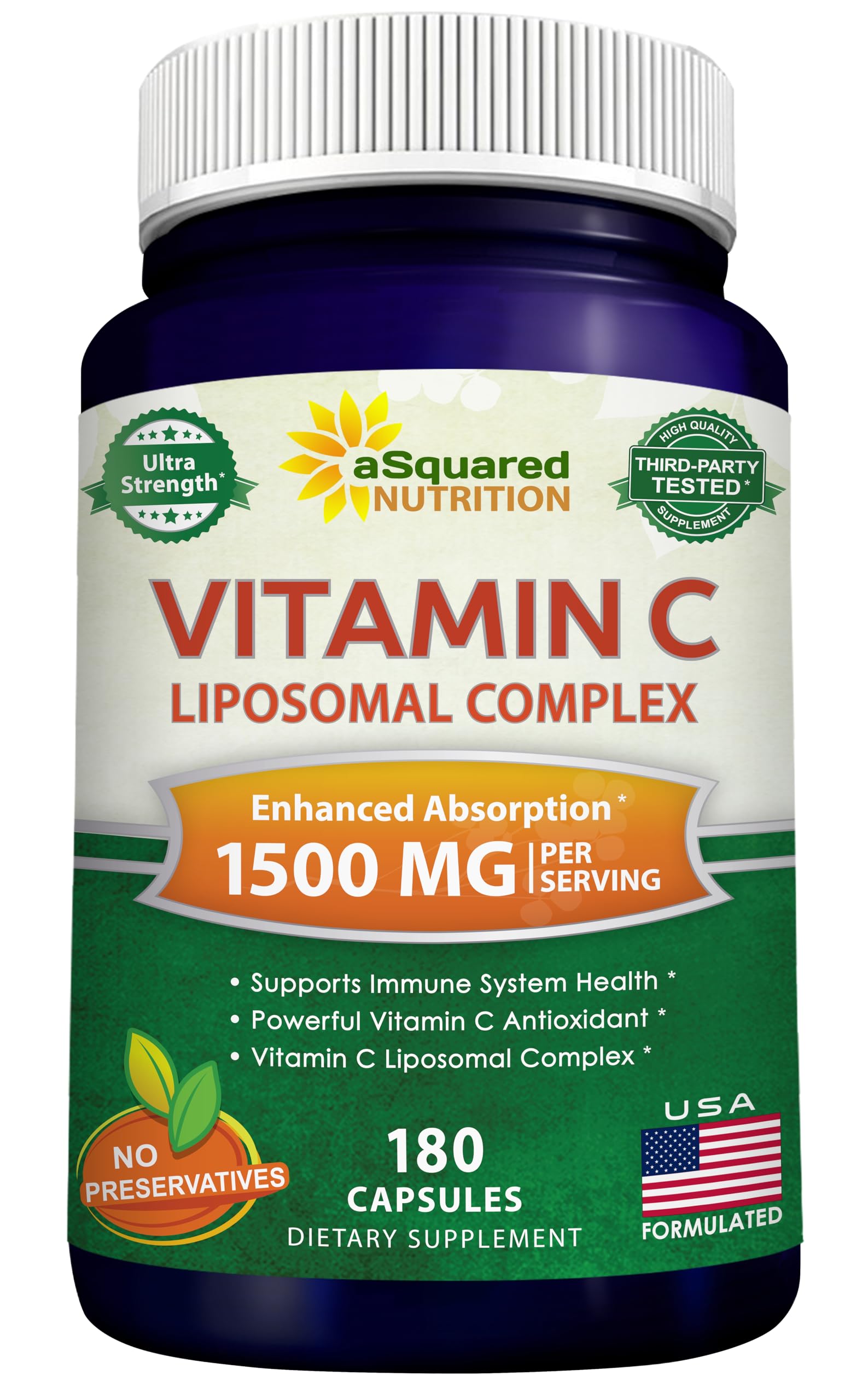 aSquared Nutrition Liposomal Vitamin C Complex, 1500 mg