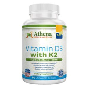 Athena vitamina D3 K2 tabletas masticables 2000ui paquete 90