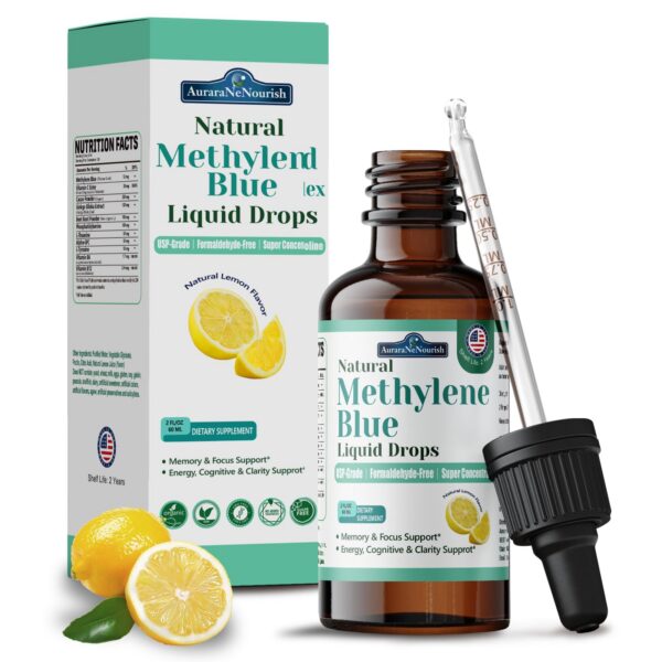 Version 1.0.0 Frontal de la botella AuraraNeNourish con gotas azul