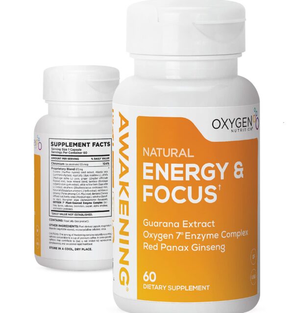 Version 1.0.0 Awakening Oxygen Nutrition suplemento energía y enfoque 60 cápsulas