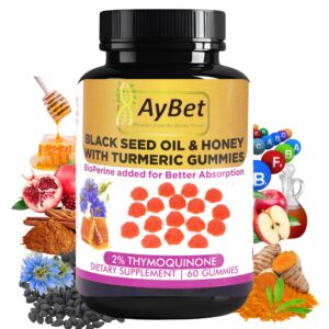 Version 1.0.0 Paquete AyBet gomitas aceite semilla negra miel cúrcuma 60 unidades