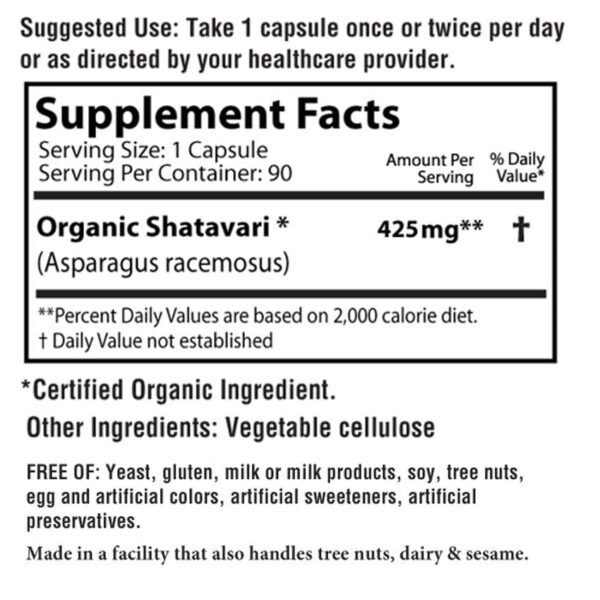 AyurBest cápsulas de Shatavari 425mg orgánico frasco abierto