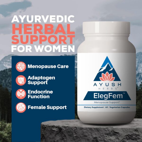 Ayush Herbs Eleg Fem suplemento para soporte menopausia mujer