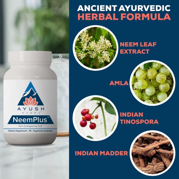 Version 1.0.0 Suplemento vegano Neem Plus en cápsulas de Ayush Herbs