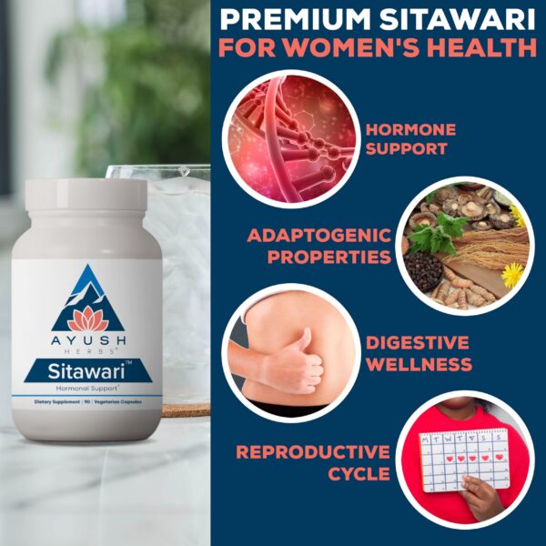 Ayush Herbs Sitawari envase lateral cápsulas