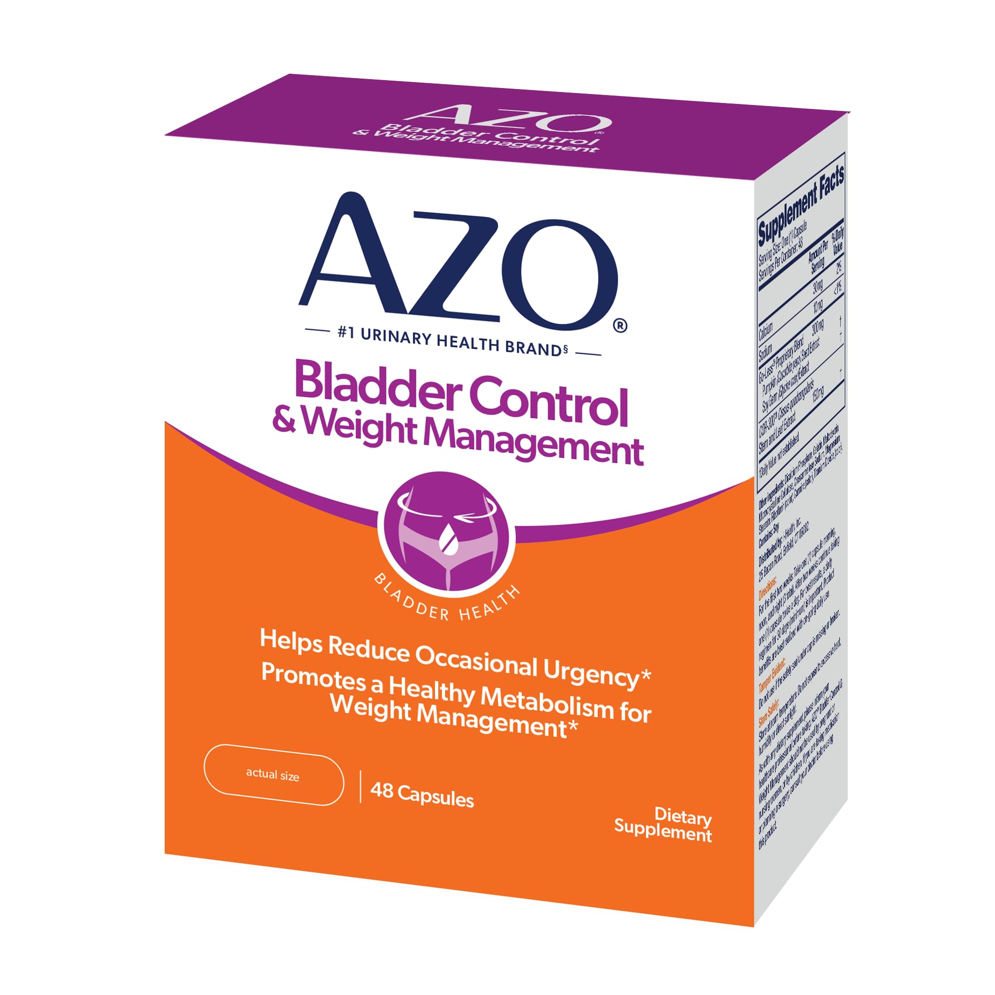 AZO Control de vejiga Go-Less y Peso 48 cápsulas