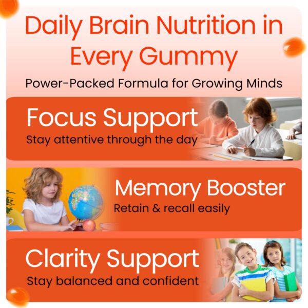 Envase de B.Genius Focus Gummies para niños