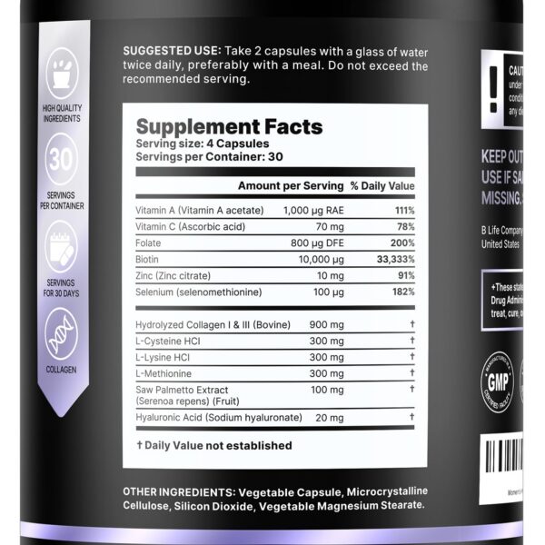 Etiqueta con biotina y colágeno