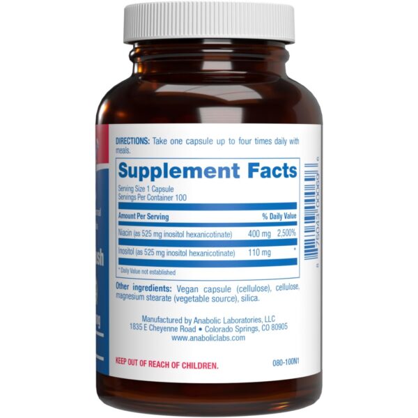 Etiqueta frontal de Niacina B3 sin rubor