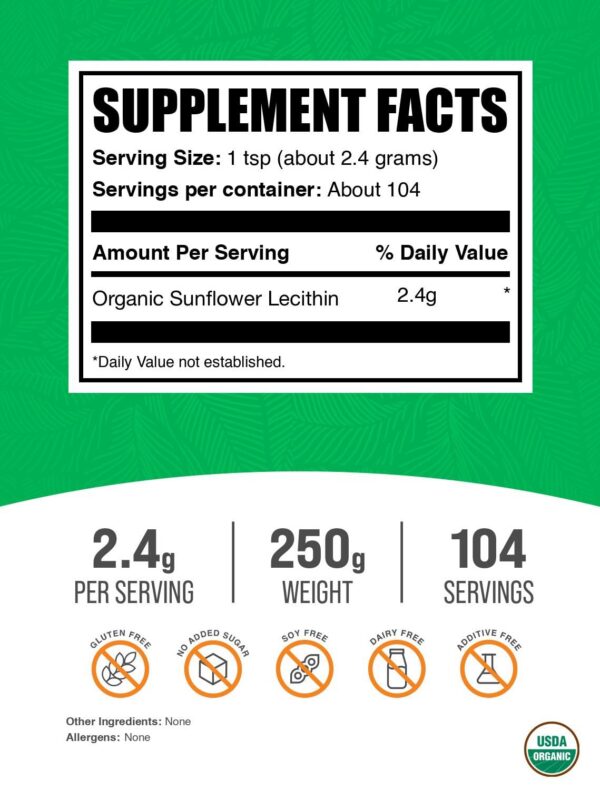 Etiqueta Lecitina Girasol Orgánica BulkSupplements