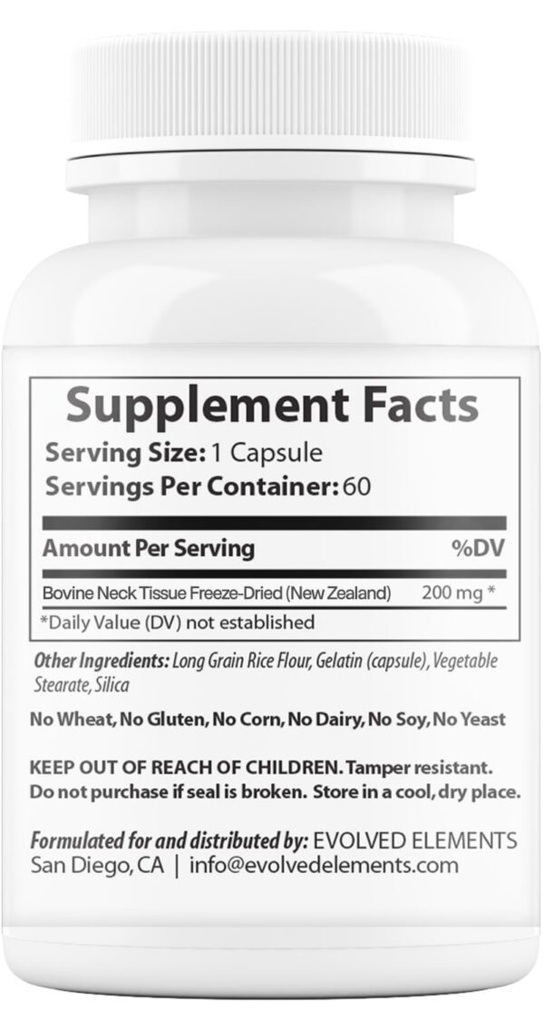 Etiqueta de ingredientes en frasco Thyroid