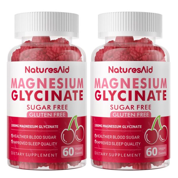 Frente del envase de gomitas de magnesio glicinato 1000 mg