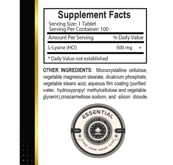 Etiqueta y detalles de la lisina 500 mg