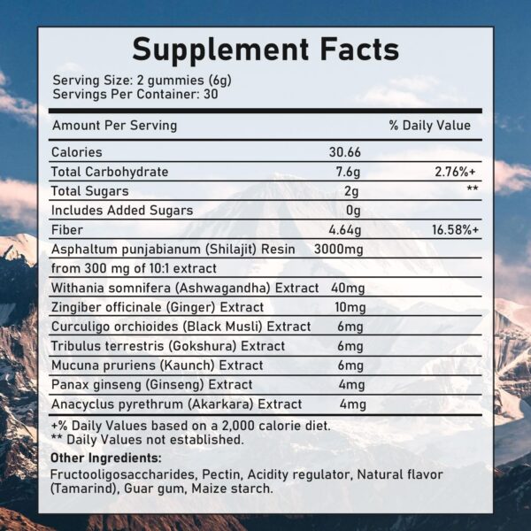 Envase de gomitas con Shilajit