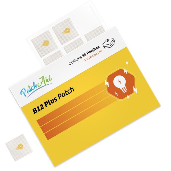 Caja parche B12 Energy Plus PatchAid 30 días blanco vista lateral