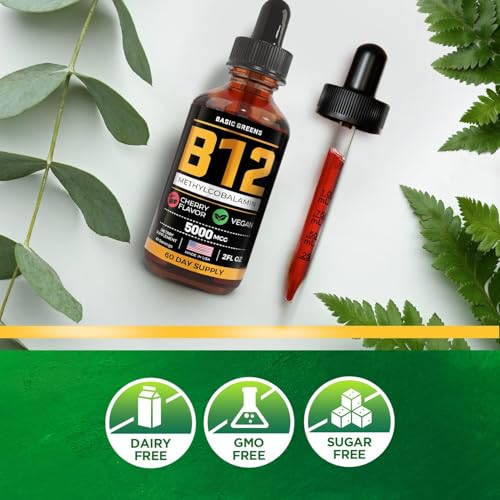 Etiqueta de gotas B12 sabor cereza