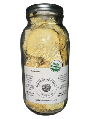 Frasco grande con 50 gramos de hongo melena de león liofilizado