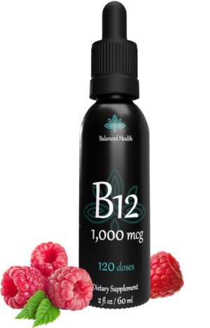 Balanced Health B12 gotas sublinguales frambuesa etiqueta