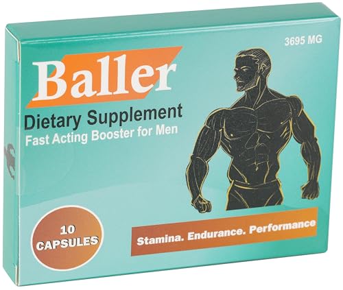 Baller suplemento masculino caja y botellas vistas frontales