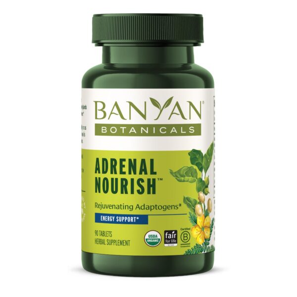 Frente del envase Adrenal Nourish Banyan Botanicals