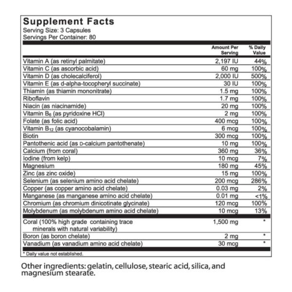 Frasco de 240 cápsulas Barefoot Coral Calcium Complete