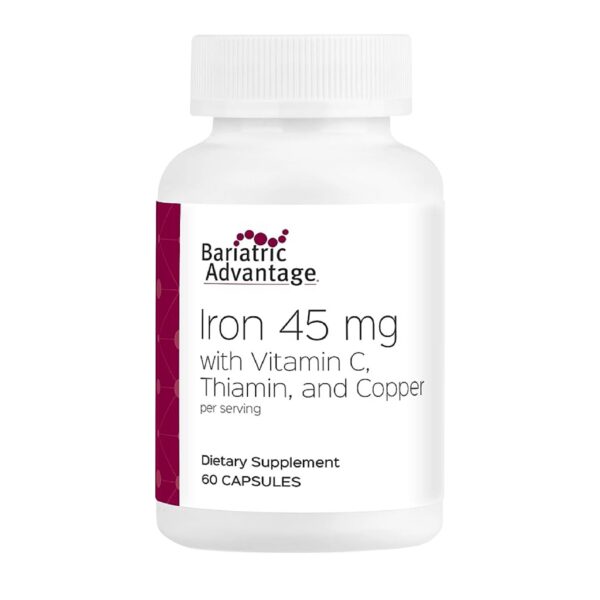 Version 1.0.0 Frasco de cápsulas de hierro Bariatric Advantage 45 mg