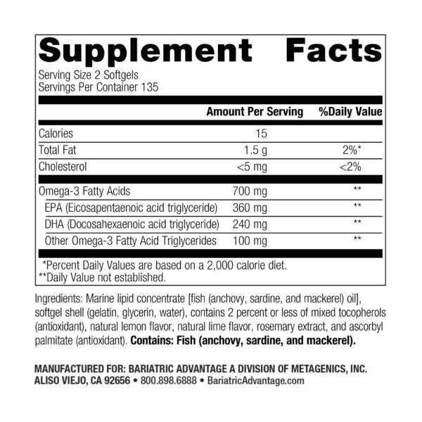 Cápsulas Omega-3 Bariatric Advantage dentro de blister