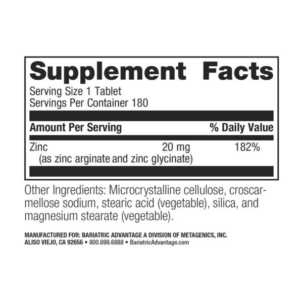 Tabletas de zinc chelatado en empaque