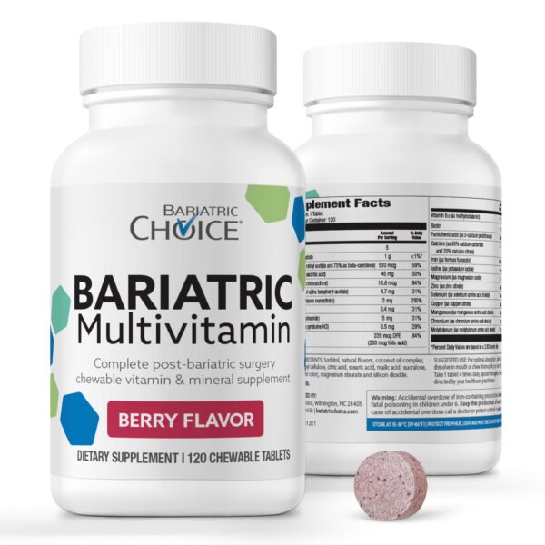 Version 1.0.0 Frasco de Bariatric Choice multivitaminas masticables sabor baya