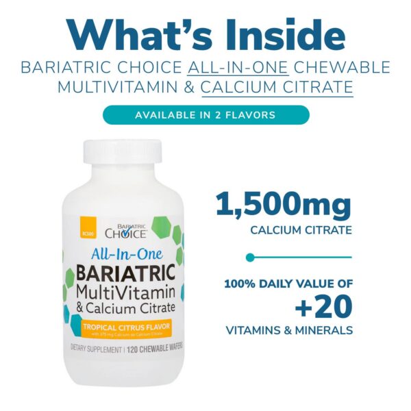 Bariatric Choice multivitamina masticable etiqueta trasera