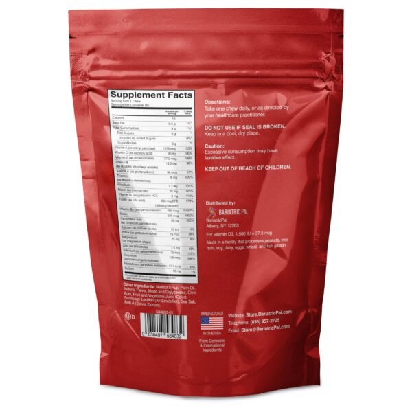 Panel de ingredientes BariatricPal multivitamin