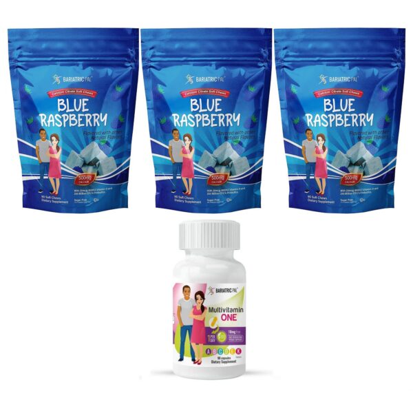 Frente de la caja BariatricPal Multivitamin ONE sabor frambuesa azul