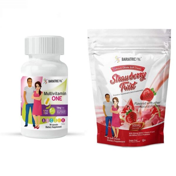 Version 1.0.0 Frente de la caja BariatricPal Multivitamin ONE sabor fresa