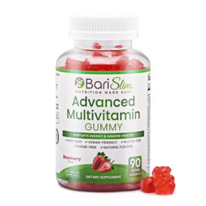 Frasco de BariSlim Gummies Multivitamínicas Fresa 90 unidades