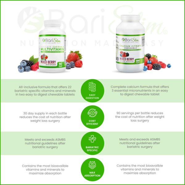Version 1.0.0 BariSlim multivitamínico masticable sabor berry en frasco