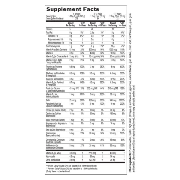 Barlean's etiqueta producto multivitamin liquido