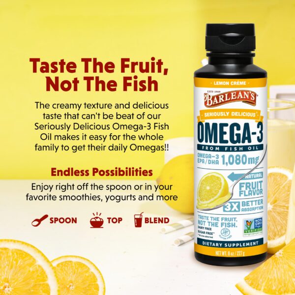 Frasco transparente de Omega 3 Barlean's