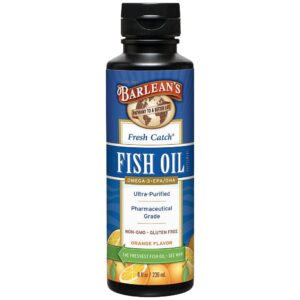 Frasco frontal de Barlean's Omega-3 líquido